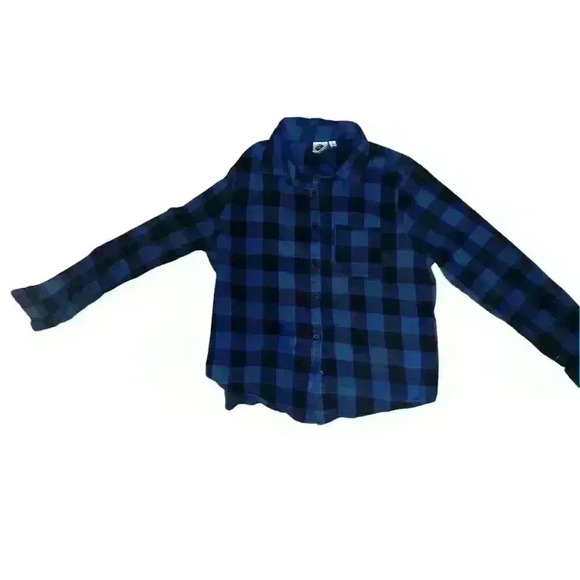 Grateful Dead Flannel Sz m Blue Plaid Long Sleeve Button Collar Preppy Emo - Picture 1 of 5